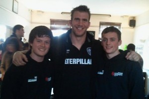 Tom Croft with Tom Ward and Will Barber at Welford Road prior to the 2011 Varsity Match.